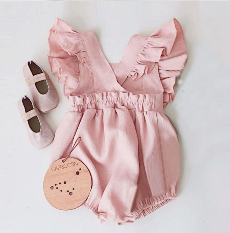 Baby girl romper baby linen dress baby girl clothes baby Etsy
