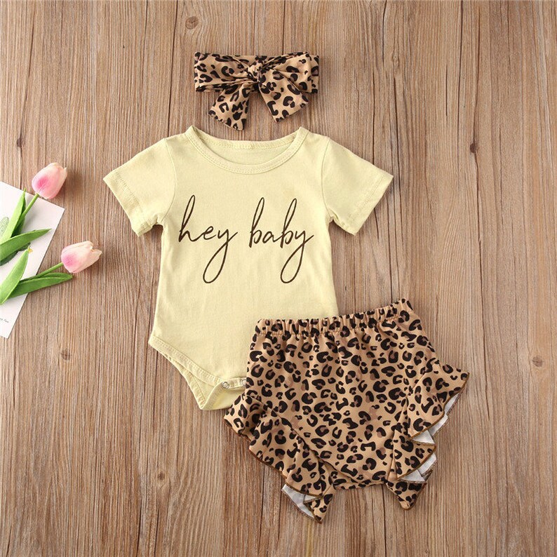 Hey Baby 3PC Leopard Set Baby Leopard Print Clothes Baby Etsy