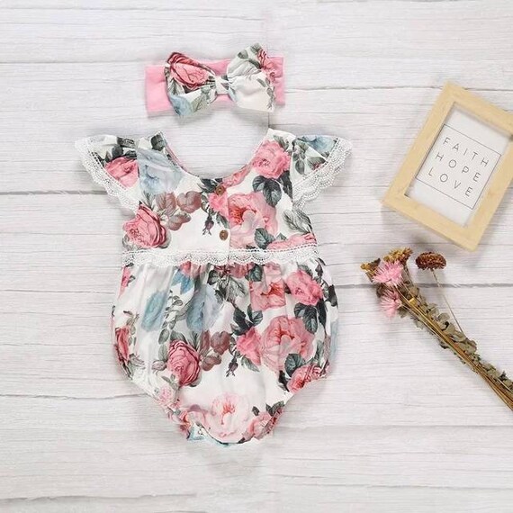 vintage floral romper baby