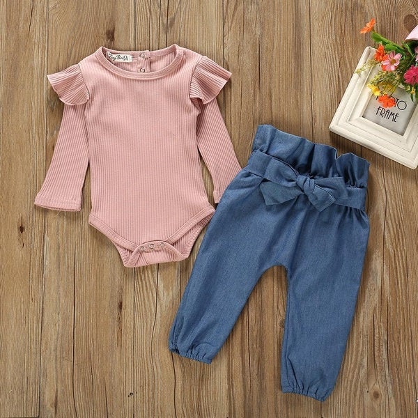 Girls 2pc Outfit Baby Girl Autumn Clothes Romper and - Etsy