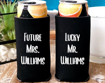 Slim Can Future Mrs. and Mr. | Engagement Slim Can Cooler | Slim Can Cooler | Mr. Mrs. Gift | Personalized Slim Can | Bridal | Wedding Favor