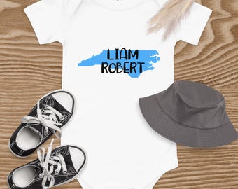 Custom North Carolina Baby Onesie | Personalized NC State Shirt | Cute North Carolina Gift for Newborn | Unique Baby Clothes | Baby Shower
