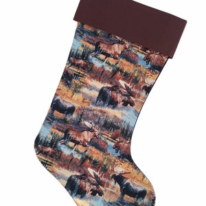 North American Moose Quilted Christmas Stocking