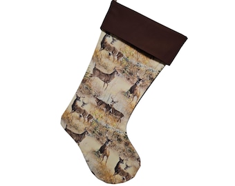 Deer in the Wilderness Quilted Christmas Stocking