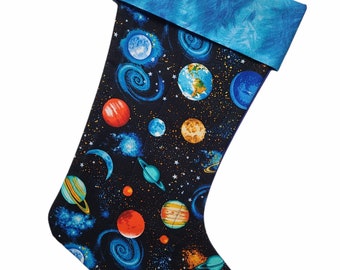 Solar System Quilted Christmas Stocking