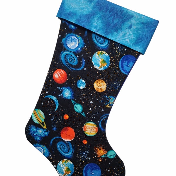Solar System Quilted Christmas Stocking