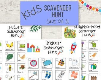 Kids Scavenger Hunt printable, Children's Scavenger hunt, Children's games, kids games, kids printable, scavenger hunt instant download, pdf