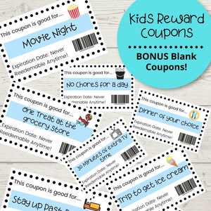 ¡Cupones de recompensa para niños! ¡Cupones de amor para niños! Regalo de San Valentín, Vales para niños, cupones imprimibles, Descarga instantánea en PDF