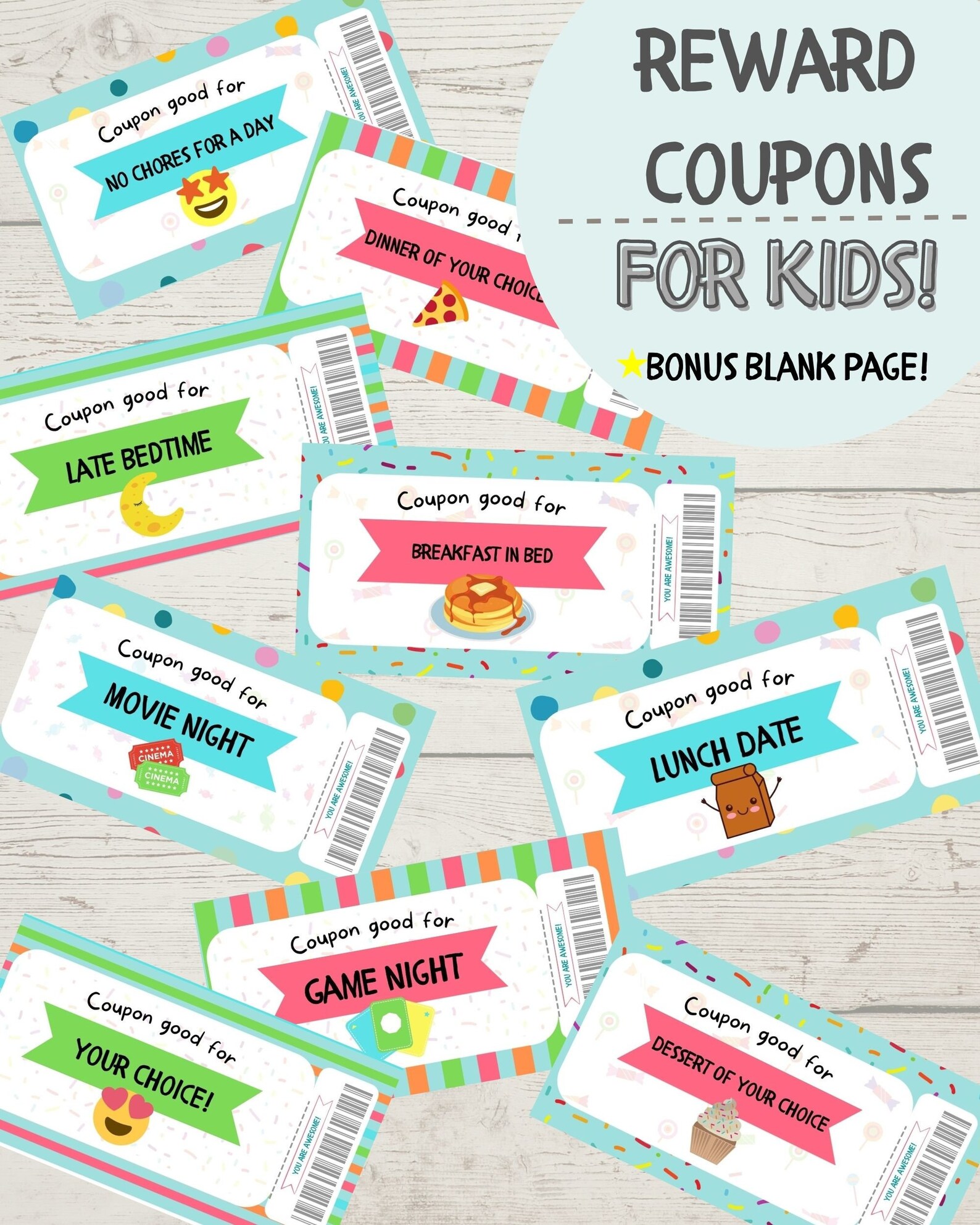 Reward Coupons for Kids Printable coupons for kids Kids Etsy