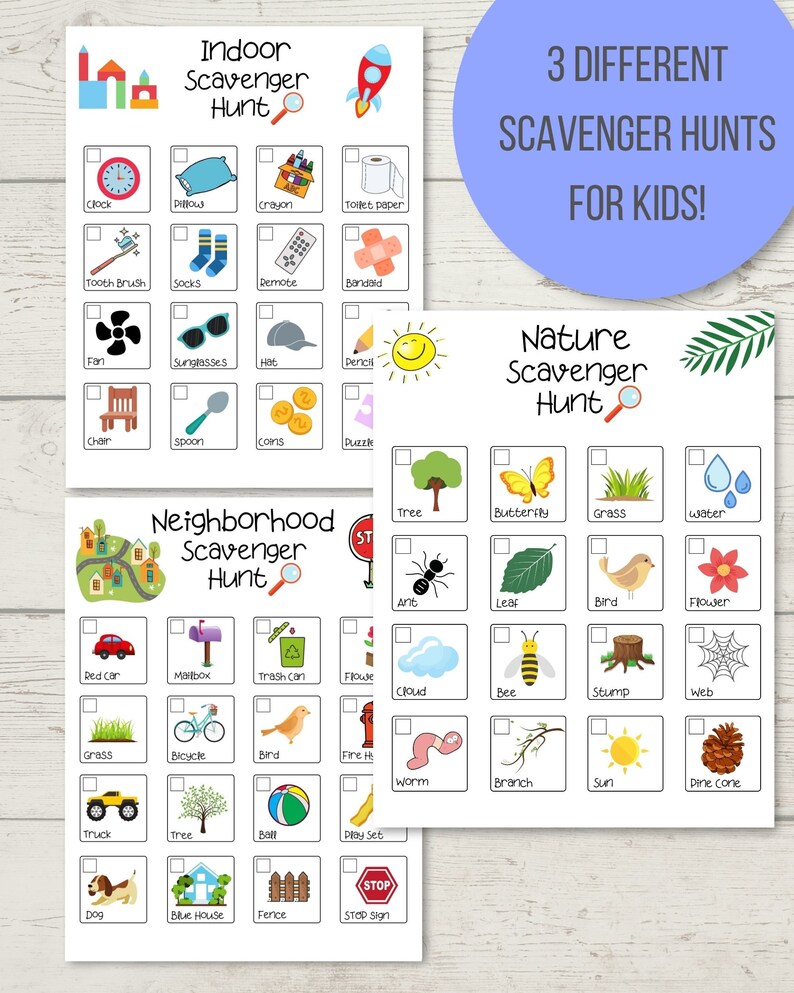 Kids Scavenger Hunt Printable, Children's Scavenger Hunt, Children's ...