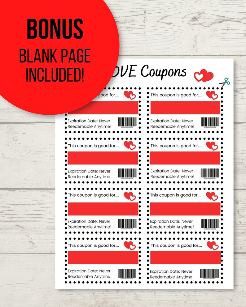 LOVE Coupons, Printable LOVE Coupons, Valentines Gift, Love Coupons for ...