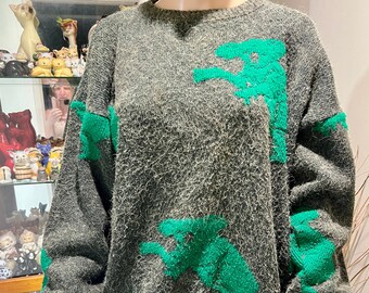 Vintage Australian Made 80's Wool Mix Unisex Jumper Featuring Green Koalas