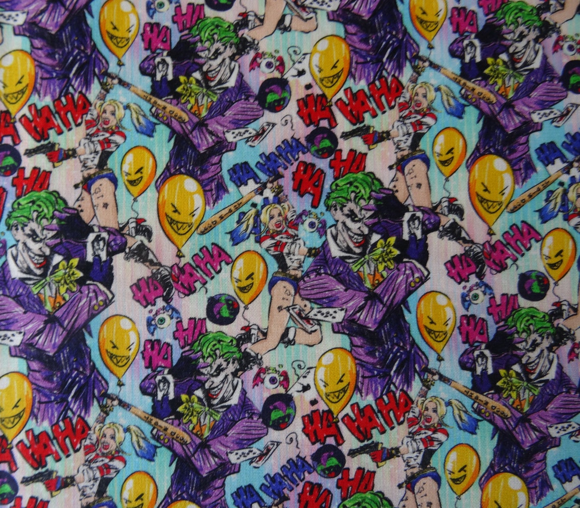Joker Harley Quinn Comics Cotton Fabric by the half yard Etsy