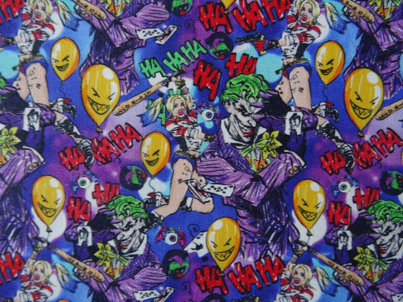 Joker Harley Quinn Comics Cotton Fabric by the Half Yard Etsy