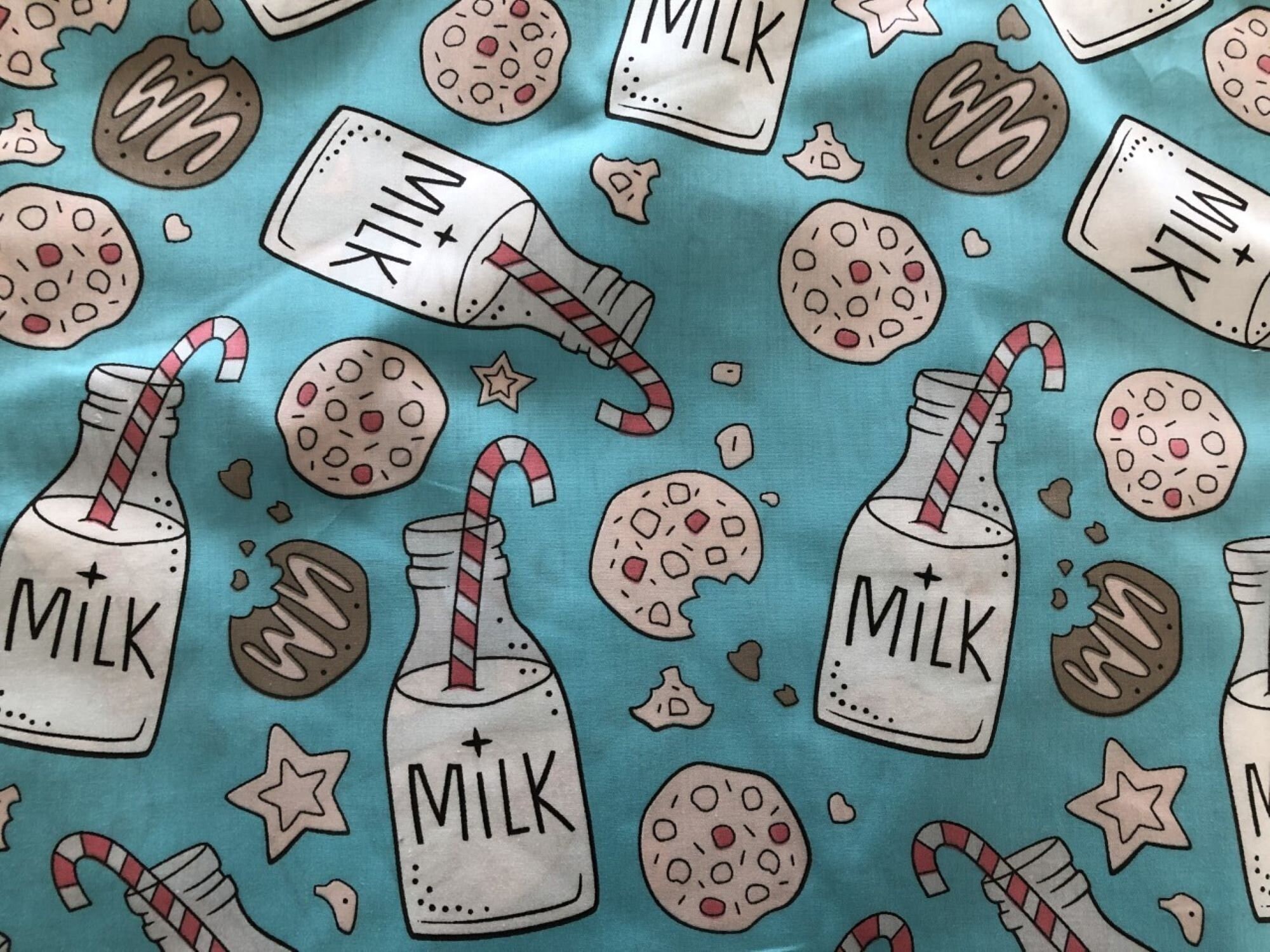 Christmas Milk and Cookie fabric. Christmas fabric. By the 1/2 Etsy