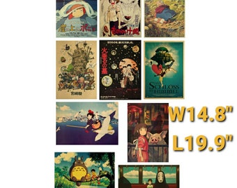 Retro Posters from Miyazaki&#39;s Animations Studio Ghibli Home Décor Wall Retro Deco Birthday House warming Valentine Gift idea