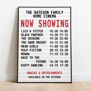 Personalised Retro Cinema Listings Poster / Vintage / Film / Movie / Theatre / Favourite / Home / Wall Art / Print / Digital / TV Shows /