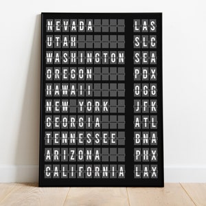 Personalised Departures Print/ Vintage Flip Board Wall Art/ Airport/ Destination/ Holiday/ Favourite Places/ Minimal/ Customisable Poster