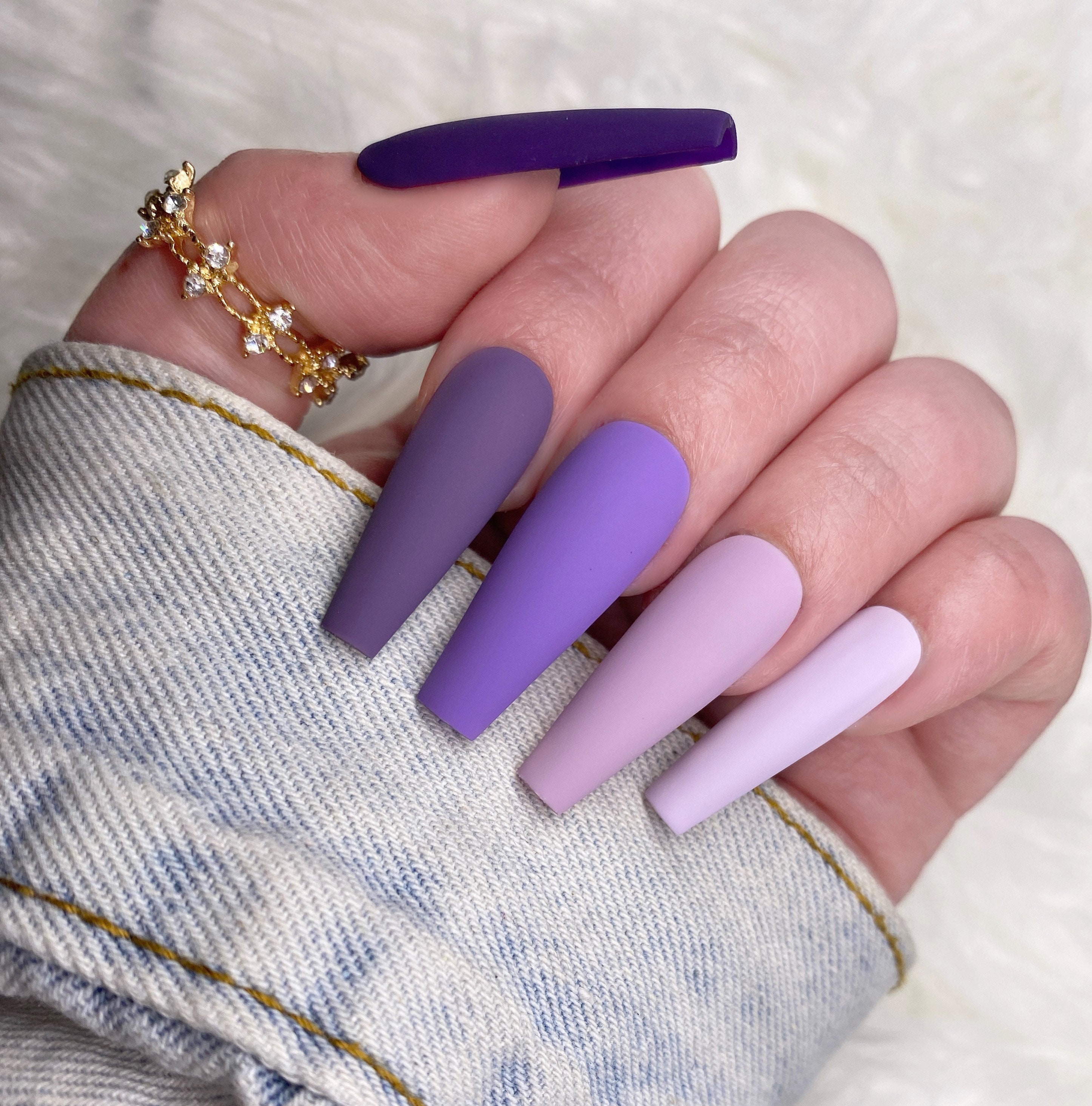Purple Gradient Press on Nails matte or Gloss - Etsy Sweden