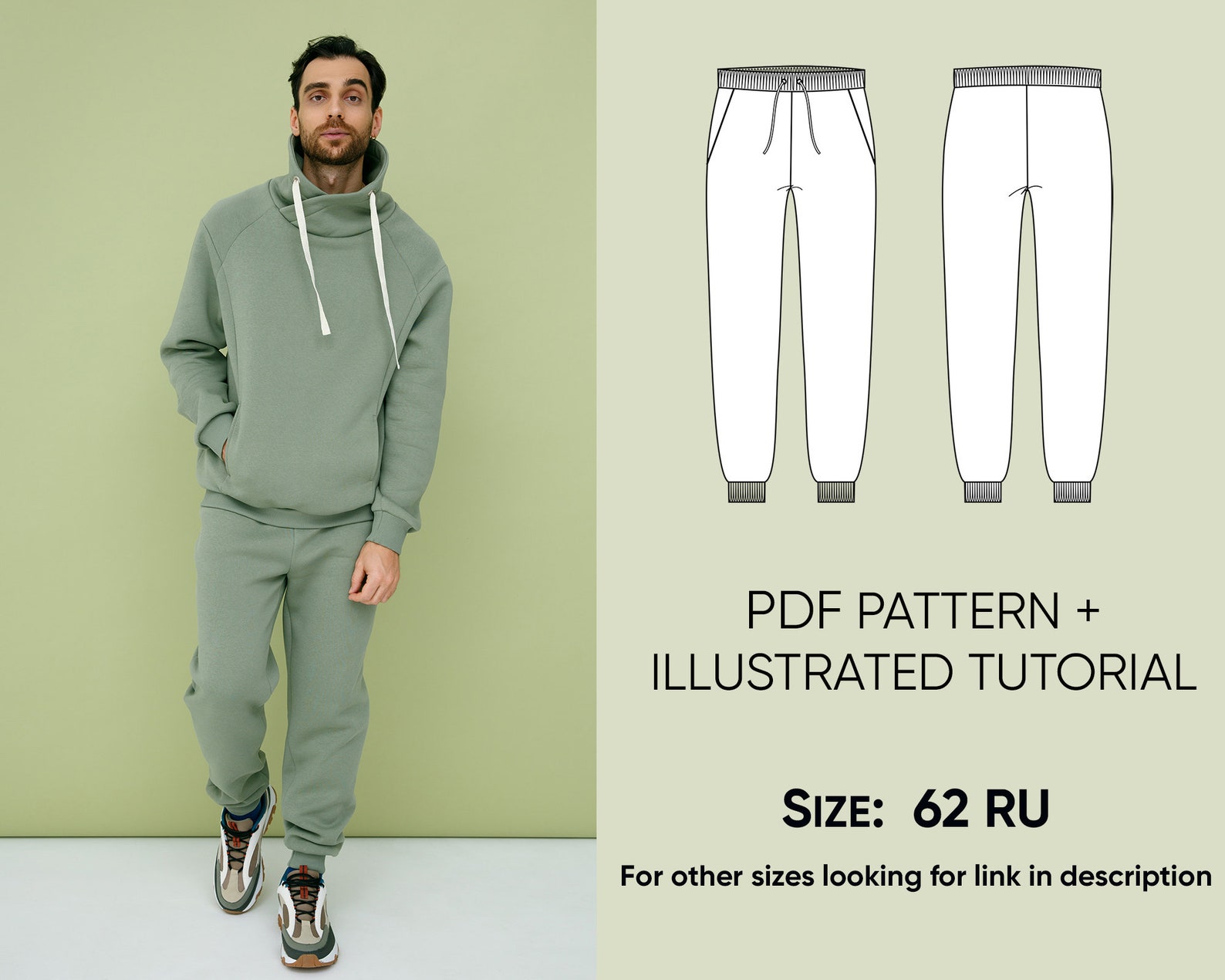 Sweatpants sewing PDF pattern for men mens joggers pattern | Etsy