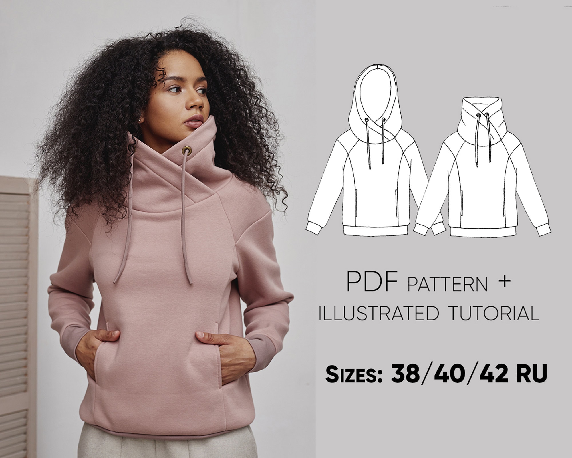 Sweatshirt women PDF sewing pattern Sizes 38/40/42 RU | Etsy