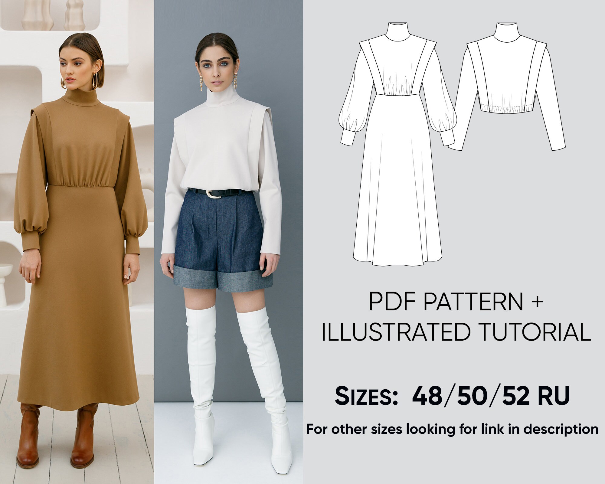 Women's dress sewing pattern Jumper PDF sewing pattern Etsy