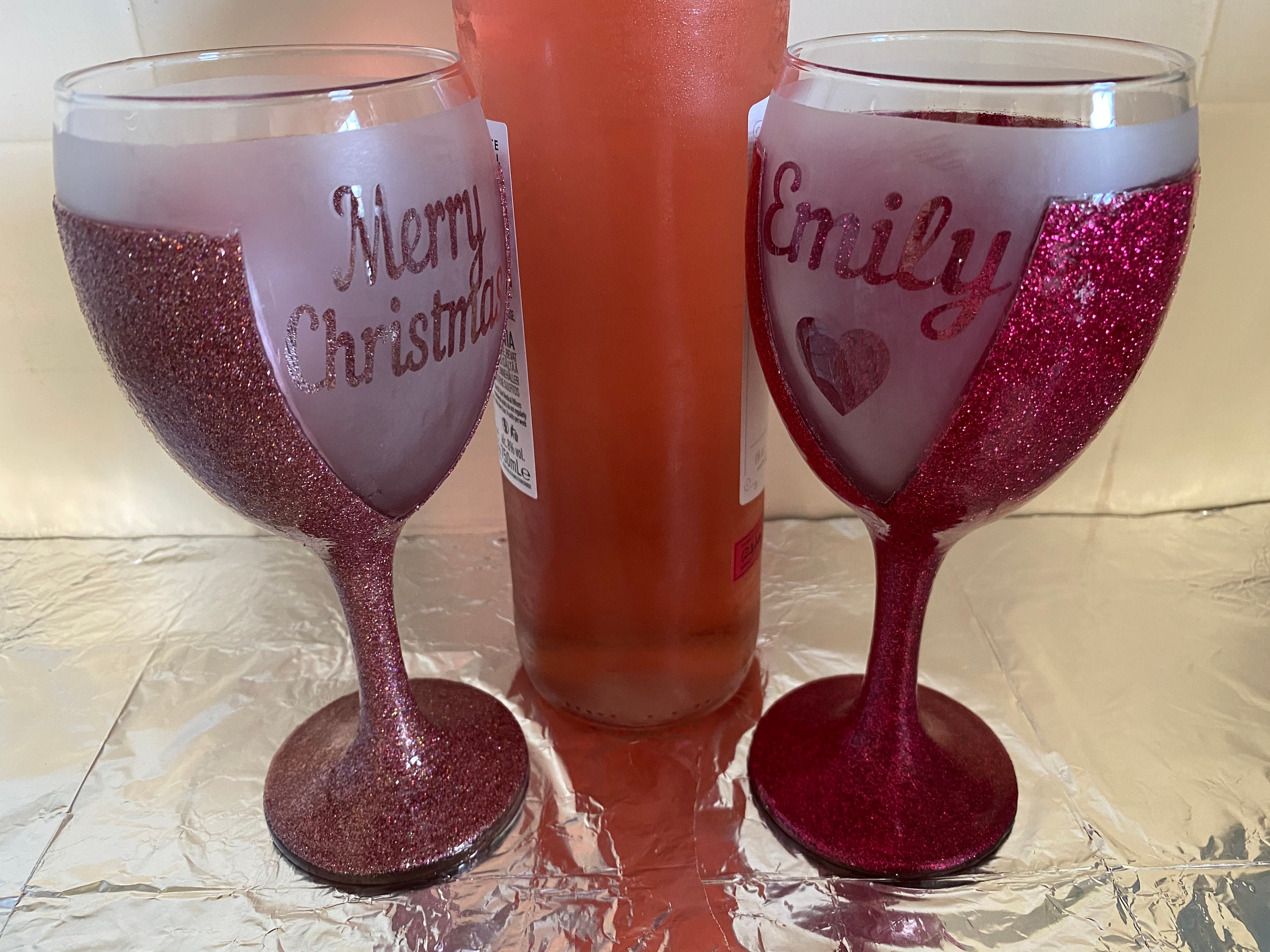 Glitter Resin Wine Glasses Hand Decorated and Personalised. Etsy