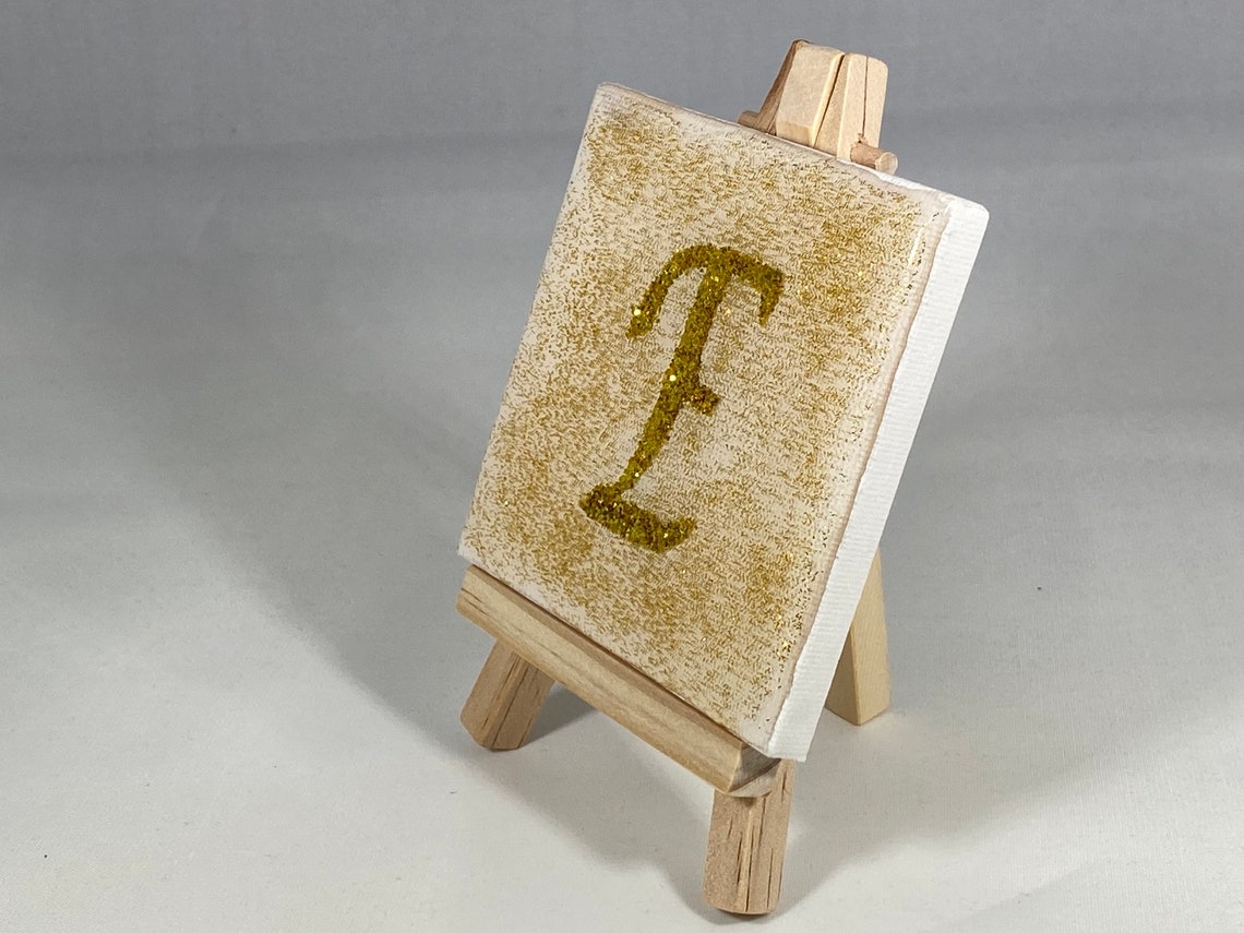 Personalised Resin Mini Canvas & Easel With Initials Etsy