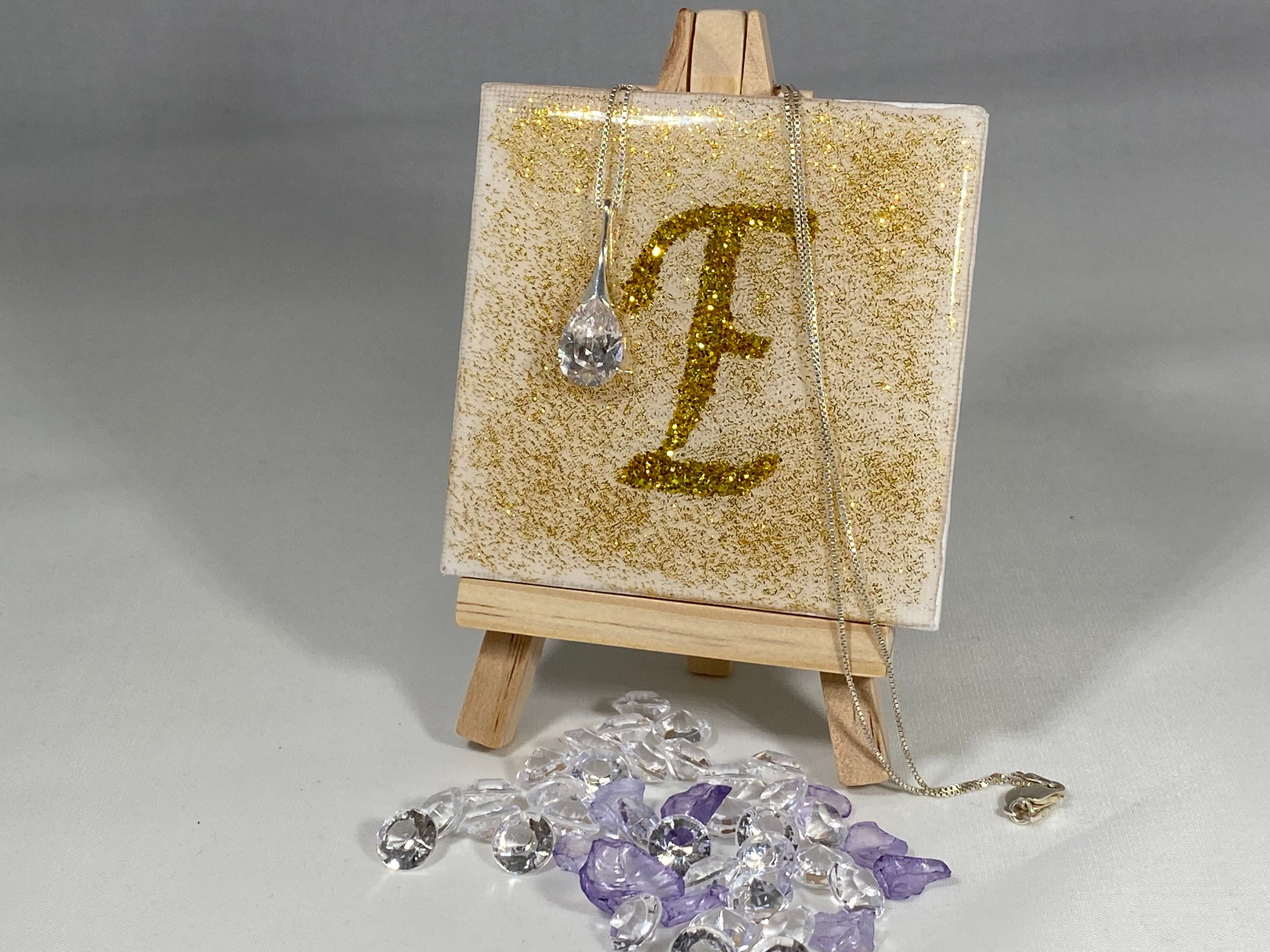 Personalised Resin Mini Canvas & Easel With Initials Etsy