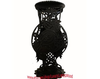 Handmade wooden GOTHIC ORNAMENT vase. Home and office interior. Great table decor. Great gift for a husband, wife , child or friends