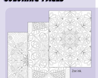 Printable Coloring Pages, Relaxing Designs (Digital Download)