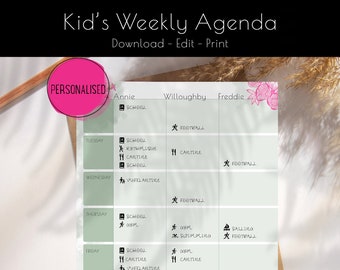 Kid's Weekly Agenda - PDF DOWNLOAD