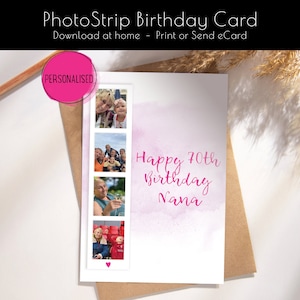 Personalised Birthday Photo Strip Card Digital Download Print