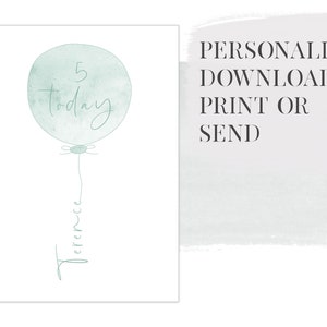 Gepersonaliseerde verjaardag ballon kaart digitale download afdrukken