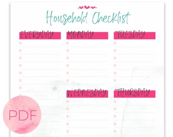 Cleaning Checklist Printable, Editable Cleaning List Printable, Cleaning Schedule, Home Cleaning List, Home Binder, INSTANT DOWNLOAD