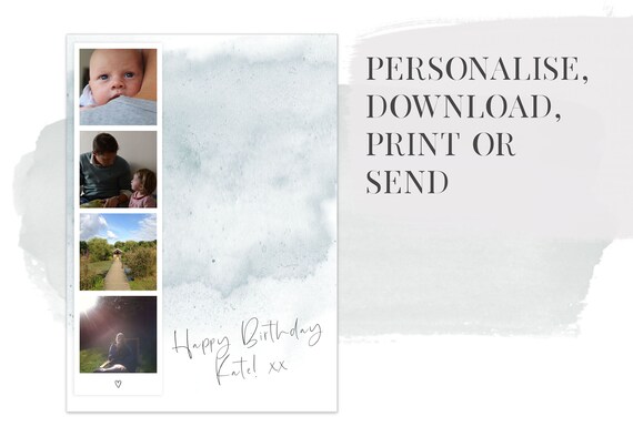 Personalised Birthday Photo Strip Card Digital Download Print | Etsy
