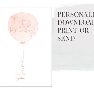 Personalisierte Geburtstag Ballon Karte Digital Download Print