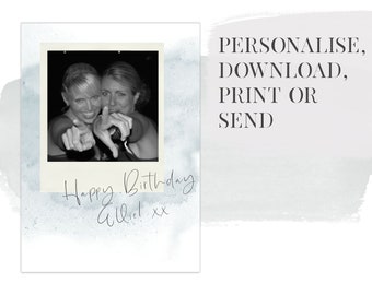 Personalised Birthday Polaroid Photo Card Digital Download Print