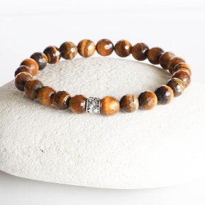 Occhio di Tigre Bracciale Unisex 8mm Gemstone Pietre naturali semipreziose Pietre dure Gemme Elasticizzato EvaG Idea regalo Made in Italy immagine 4