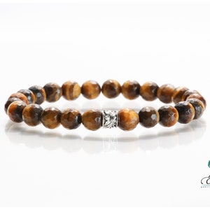 Occhio di Tigre Bracciale Unisex 8mm Gemstone Pietre naturali semipreziose Pietre dure Gemme Elasticizzato EvaG Idea regalo Made in Italy immagine 1