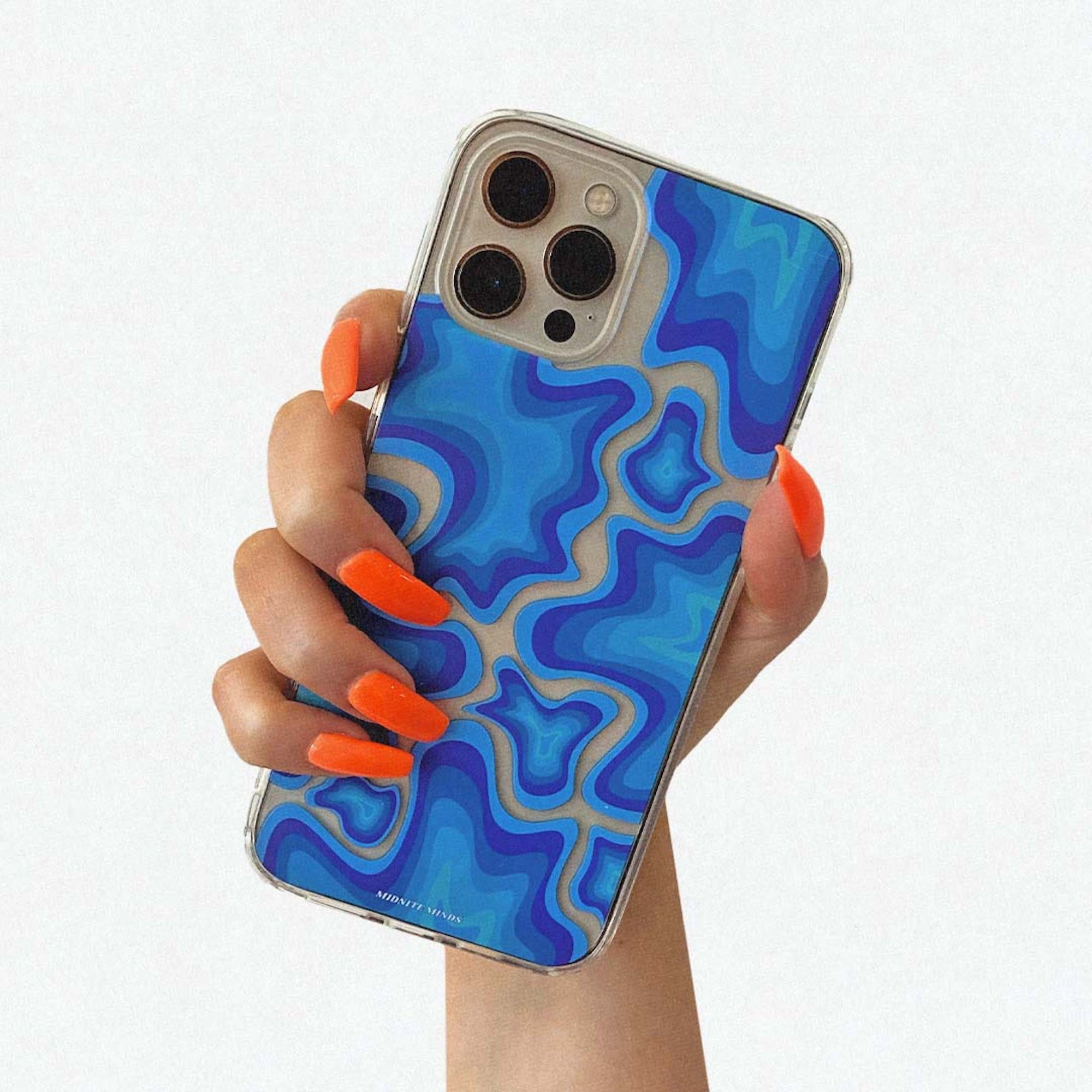 Trippy Psychedelic Blue Iphone Case Hippie Aesthetic Phone Etsy UK