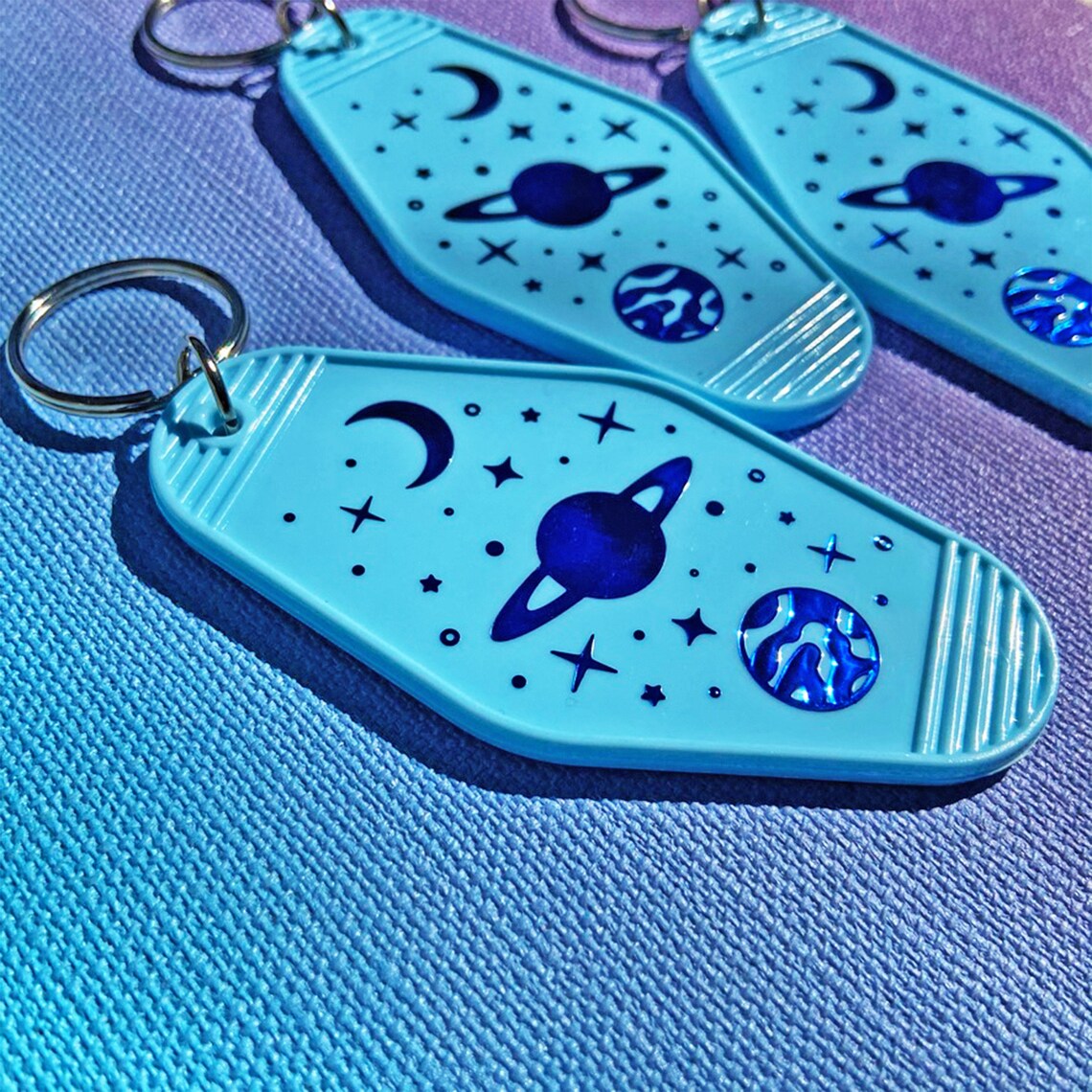 Motel Keychain Holographic Moon Keychain Holographic Etsy