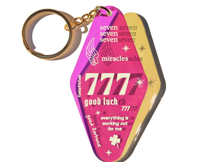 777 Keychain, 777, Cool Keychain, Aesthetic Keychain, Holographic