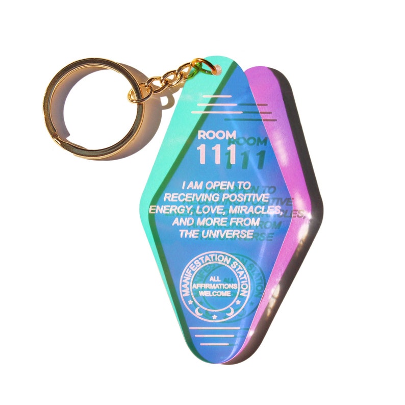 111, Angel Number, Angel Numbers, Manifestation, Affirmations, Affirmation Cards, Holographic Keychain, Keychain, Positive Affirmation 