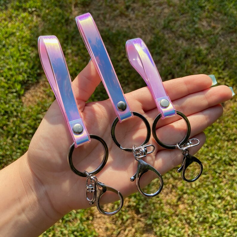 Holographic Keychain Holographic Key Fob Iridescent Etsy