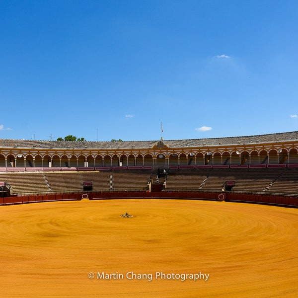 Bullfighting Ring in Seville Spain.  Spanish wall prints, Spain Photography, Spanish Architecture