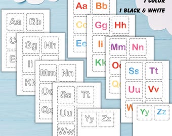 Tarjetas didácticas del alfabeto para niños, tarjetas imprimibles con letras del alfabeto moderno, tarjetas didácticas para el aula de educación en casa y preescolar.