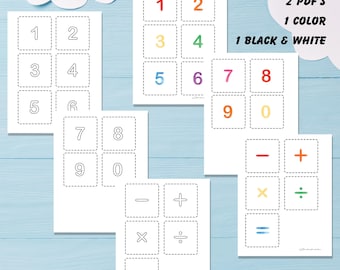 number Flashcards Color Printable | Kids numbers | Modern number Preschool Homeschool classroom number Flashcard | printable number cards