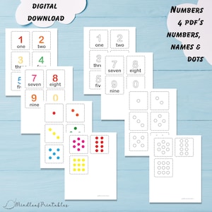 number Flashcards Color Printable | Kids numbers and dots | numbers and dots Preschool printable  number Flashcard | printable number cards