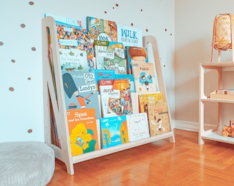 Bookshelf For Nursery  | Montessori bookshelf with storage  | Montessori furniture  | Montessori book | Nursery Wooden Decor